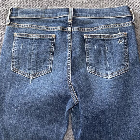 Rag & Bone Distressedβ Raw Hem Skinny Jeans Size 27 Blue High Stretch Fit - Picture 8 of 9